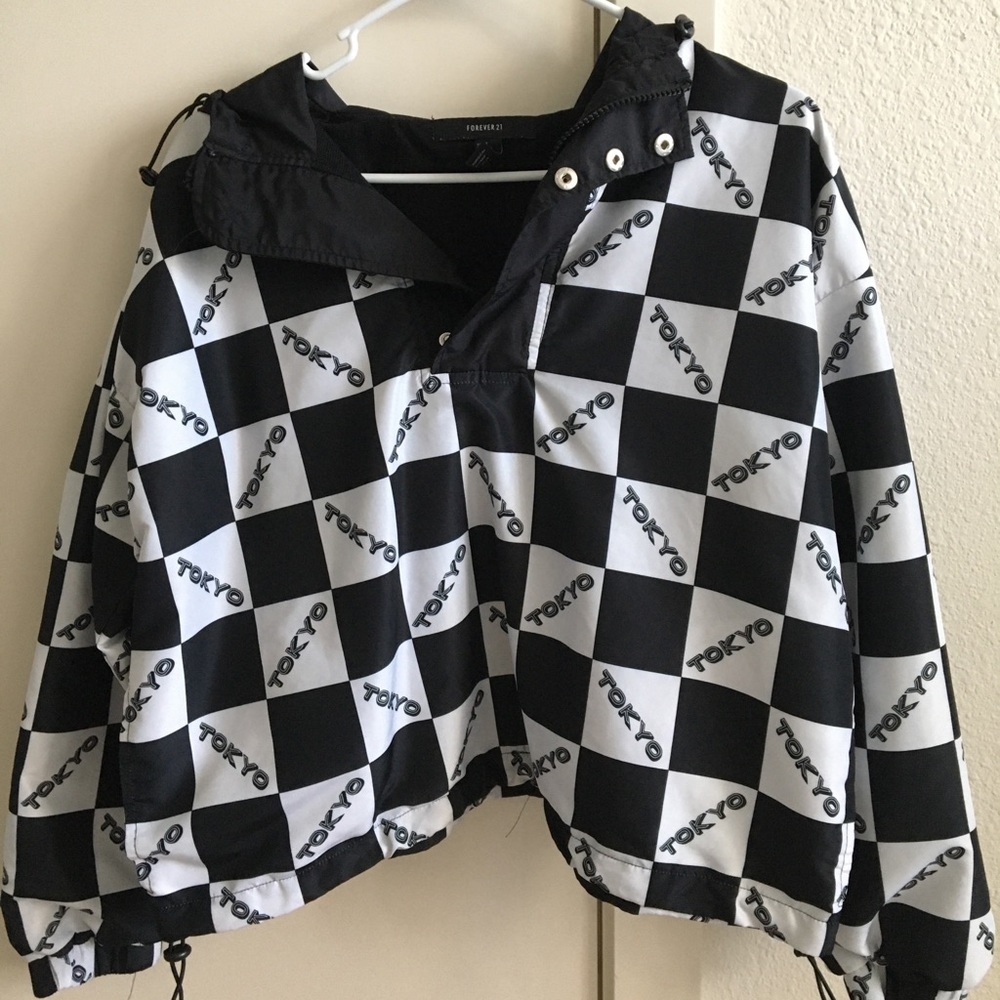 checkered Tokyo button up windbreaker